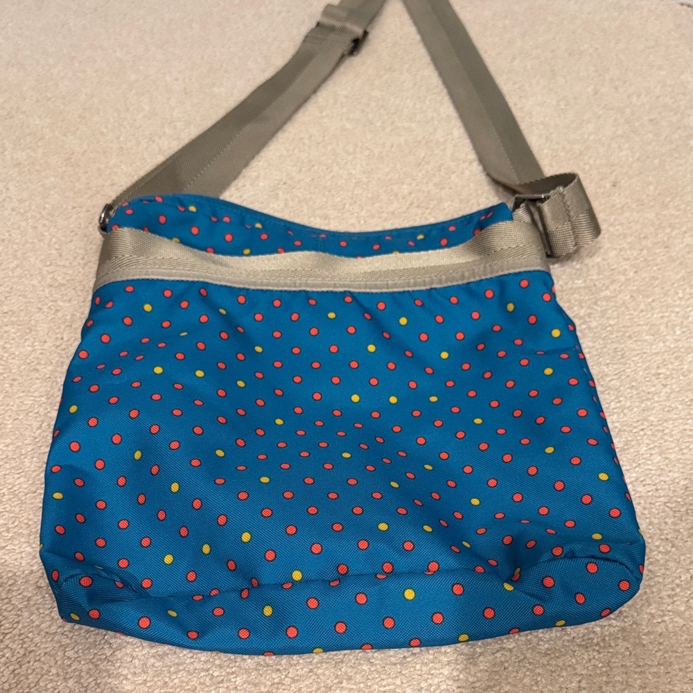 North Face Blue -Teal Polka Dot Crossbody Bag - Picture 2 of 4